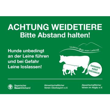 Aluminium Hinweisschild "Achtung Weidetiere" DIN A3