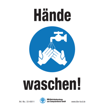 Warn- und Hinweisschild "Hände waschen" DIN A5