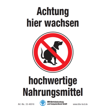Warn- und Hinweisschild "Achtung Nahrungsmittel" DIN A4