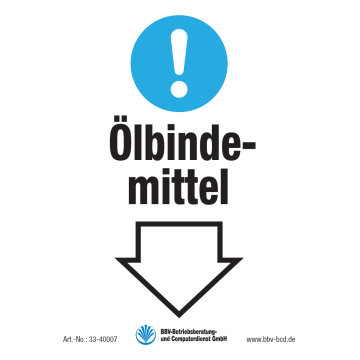 Warn- und Hinweisschild "Ölbindemittel" DIN A4