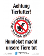 Warn- und Hinweisschild "Achtung Tierfutter" DIN A4