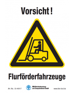 Warn- und Hinweisschild "Flurförderfahrzeuge" DIN A5